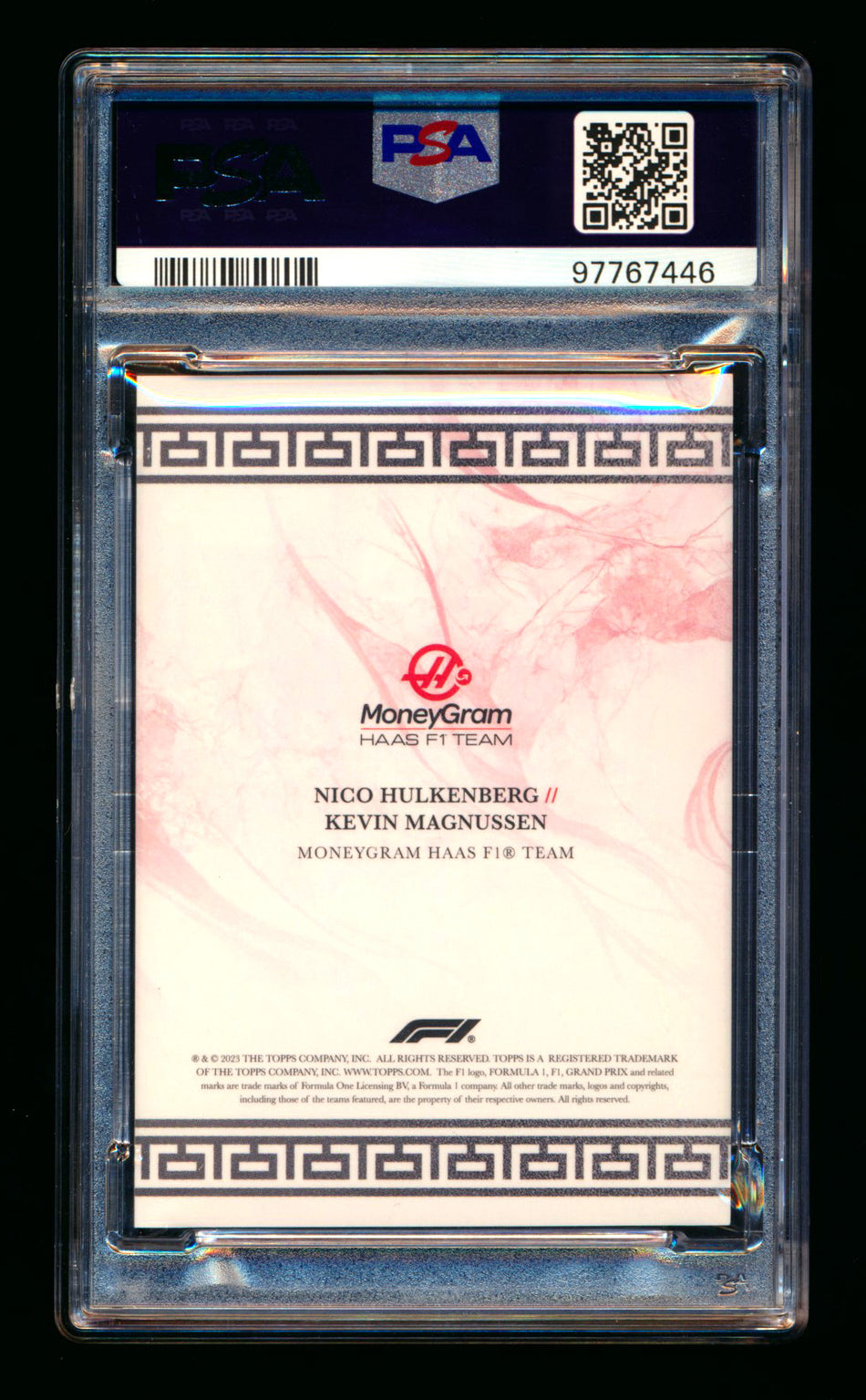2023 Topps Eccellenza F1 La Squadra Haas Kevin Magnussen/Nico Hulkenberg 1ST Year Red Parallel #09/10 PSA 9
