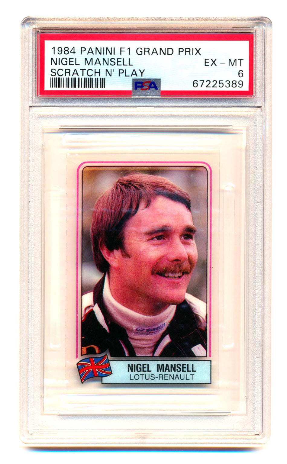 1984 Panini F1 Grand Prix Nigel Mansell RC Scratch N' Play PSA 6