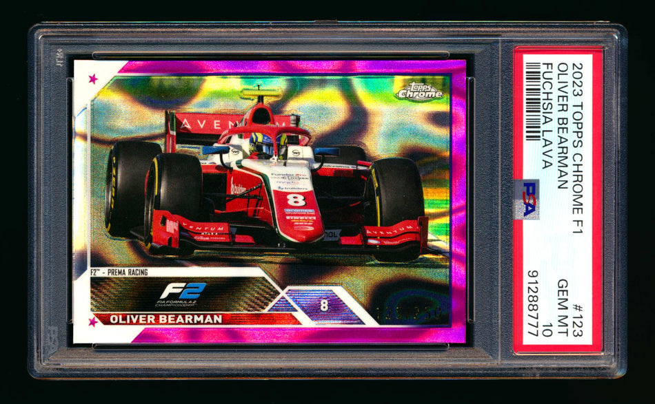 2023 Topps Chrome F1 #123 Oliver Bearman RC Fuchsia Lava Refractor #125/250 PSA 10 ** (SOLD - $22.00 - 12/24/2024) **