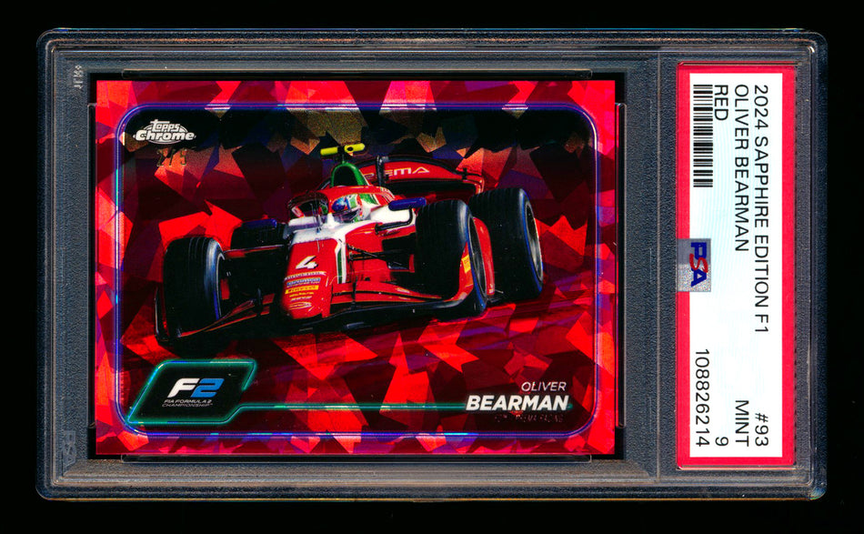 2024 Topps Chrome Sapphire F1 #93 Oliver Bearman RC Red Refractor #2/5 PSA 9 ** (SOLD WCCS - $175.00 - 8/24/2025) **