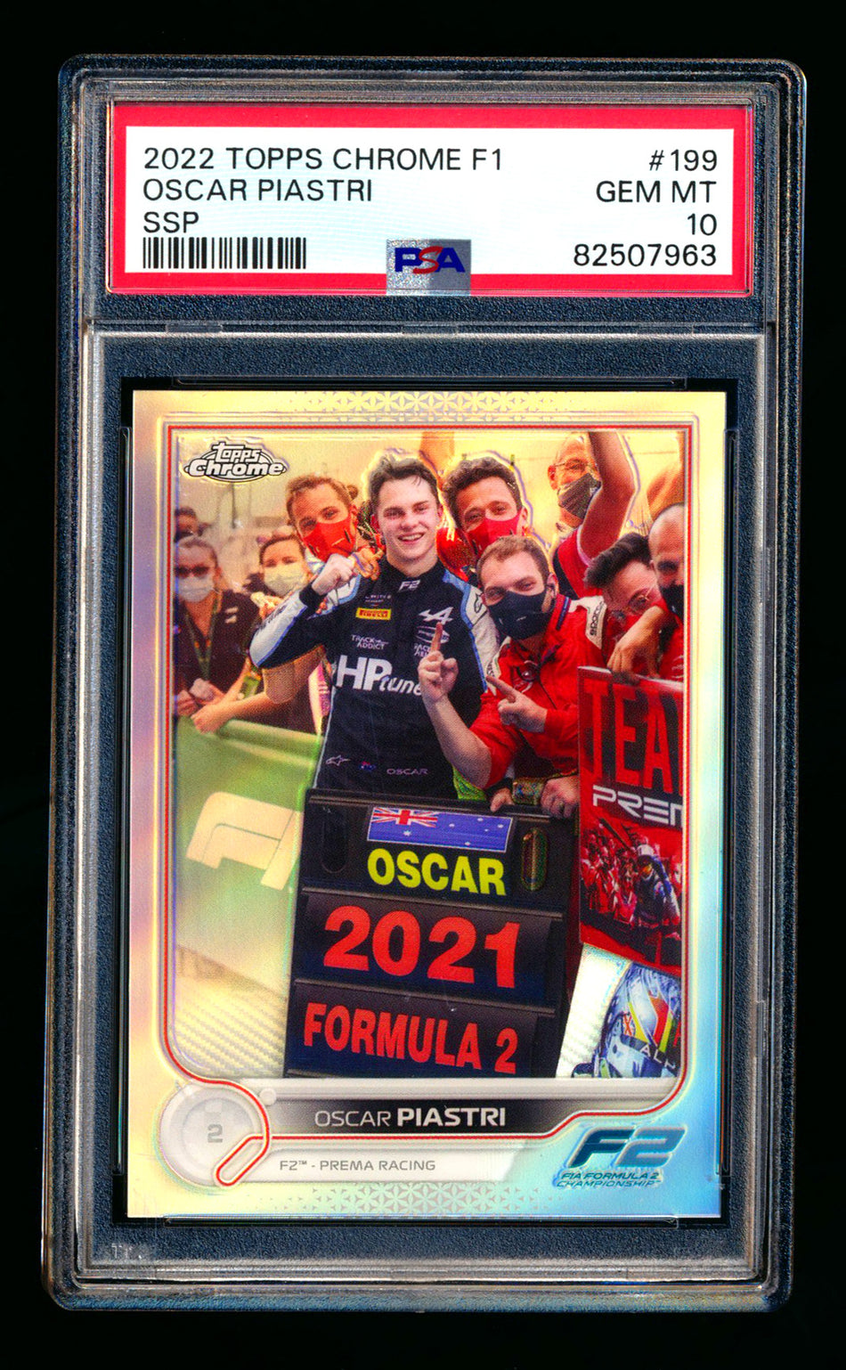 2022 Topps Chrome F1 #199 Oscar Piastri RC Refractor Image Variation SSP PSA 10
