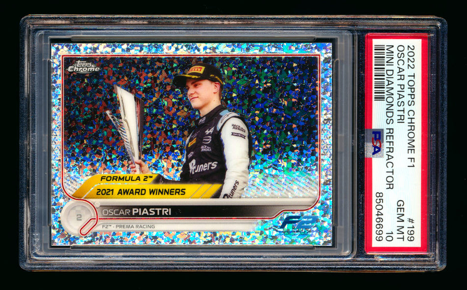 2022 Topps Chrome F1 #199 Oscar Piastri RC Mini Diamonds Refractor #009/299 PSA 10 ** (SOLD eBay - $49.00 - 2/8/2025) **