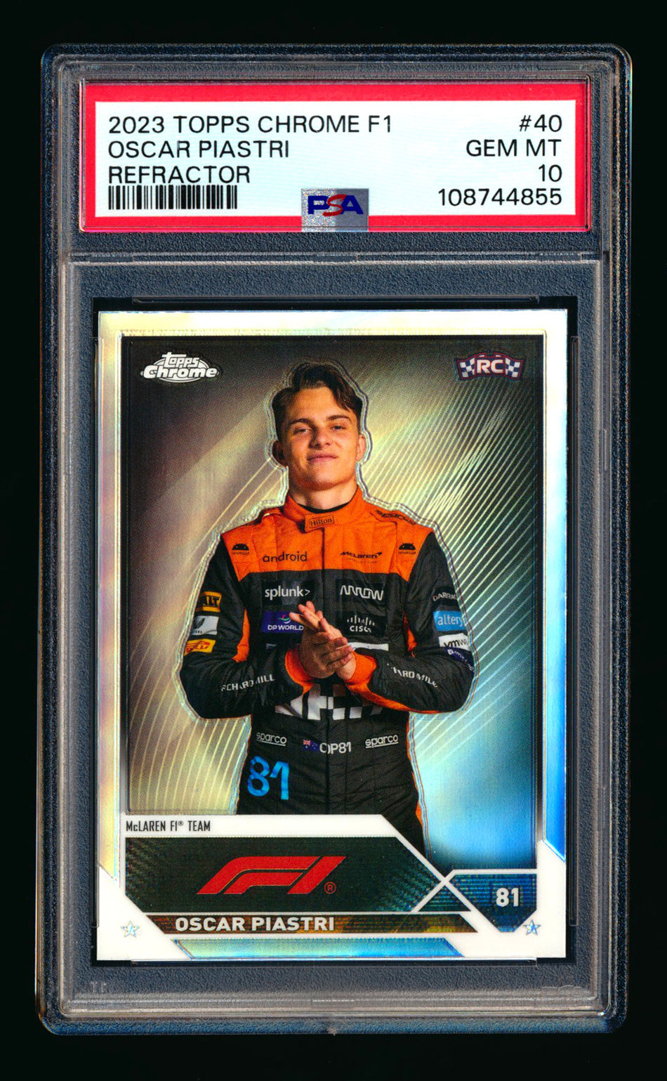 2023 Topps Chrome F1 #40 Oscar Piastri RC Refractor Portrait PSA 10
