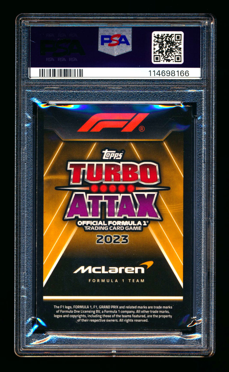 2023 Topps F1 Turbo Attax Superstar #281 Oscar Piastri RC Purple Foil #25/40 PSA 8