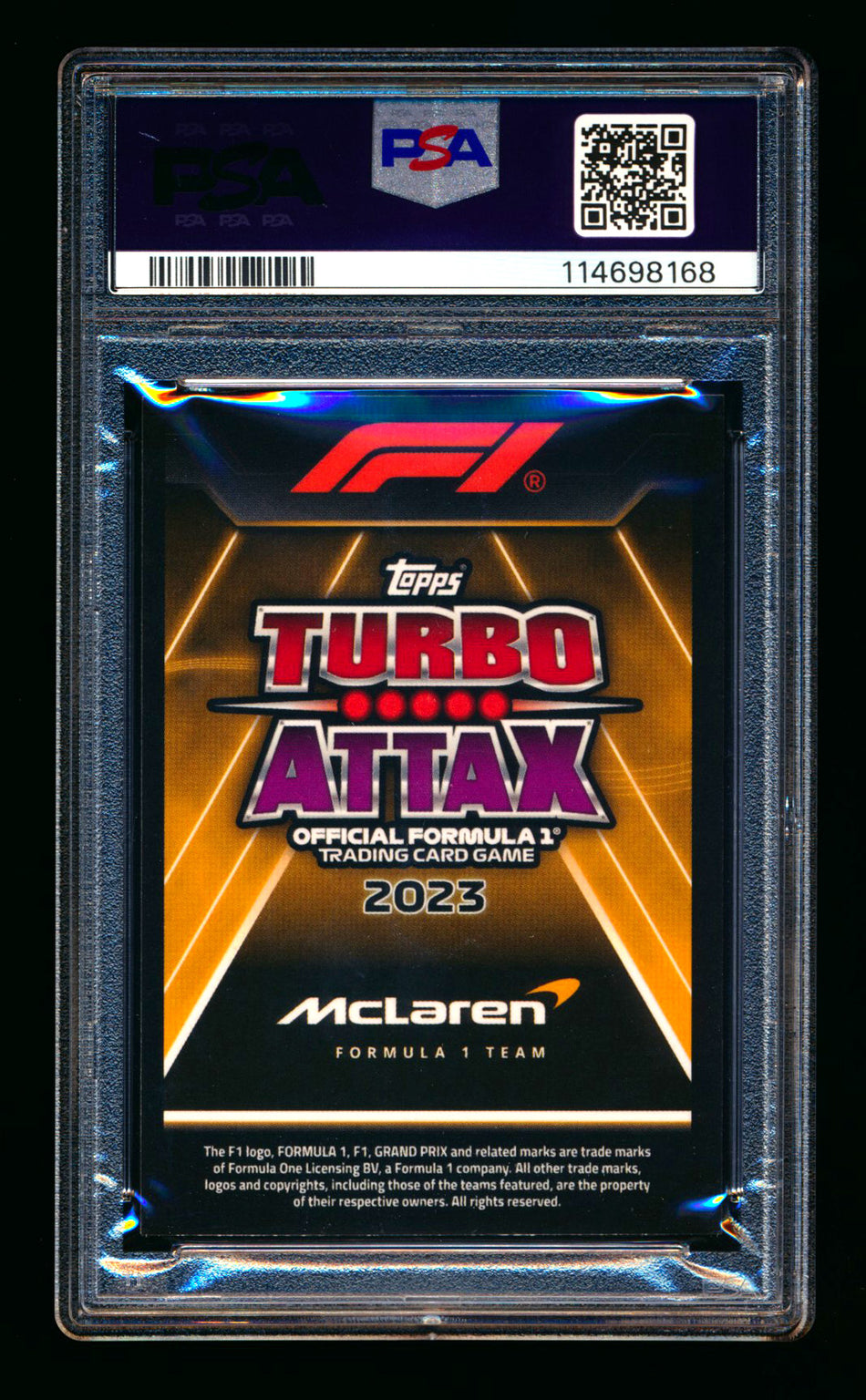 2023 Topps F1 Turbo Attax NextGen #293 Oscar Piastri RC Purple Foil #12/40 PSA 7