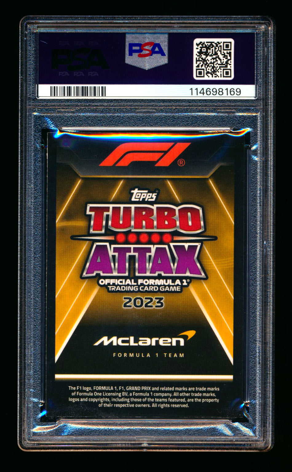 2023 Topps F1 Turbo Attax Country Pride #324 Oscar Piastri RC Purple Foil #14/40 PSA 9