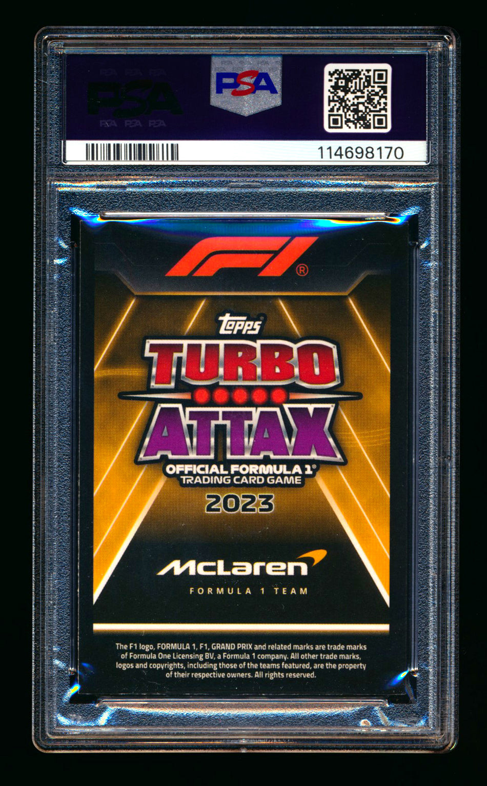 2023 Topps F1 Turbo Attax Country Pride #324 Oscar Piastri RC Purple Foil #36/40 PSA 8