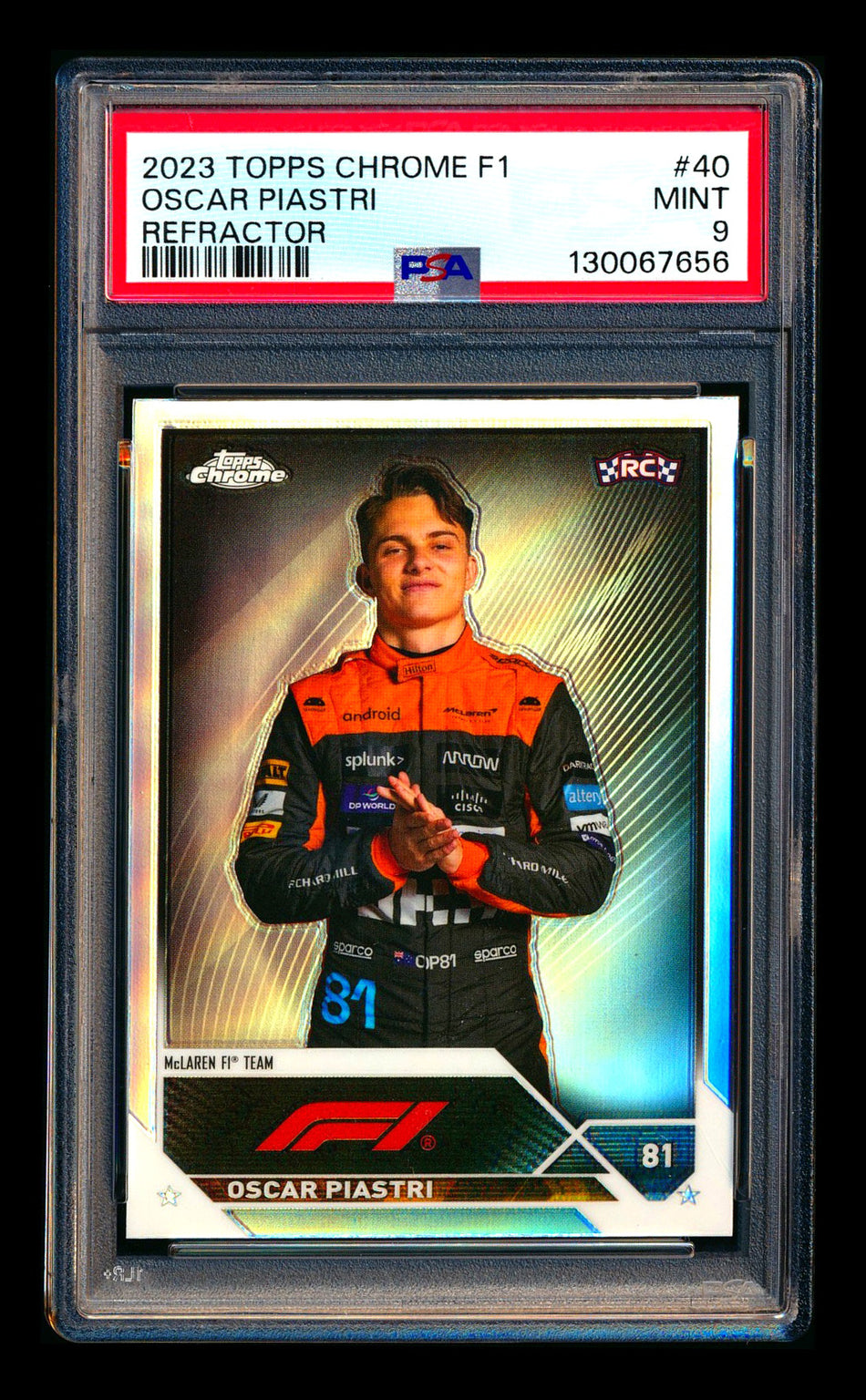 2023 Topps Chrome F1 #40 Oscar Piastri RC Refractor Portrait PSA 9