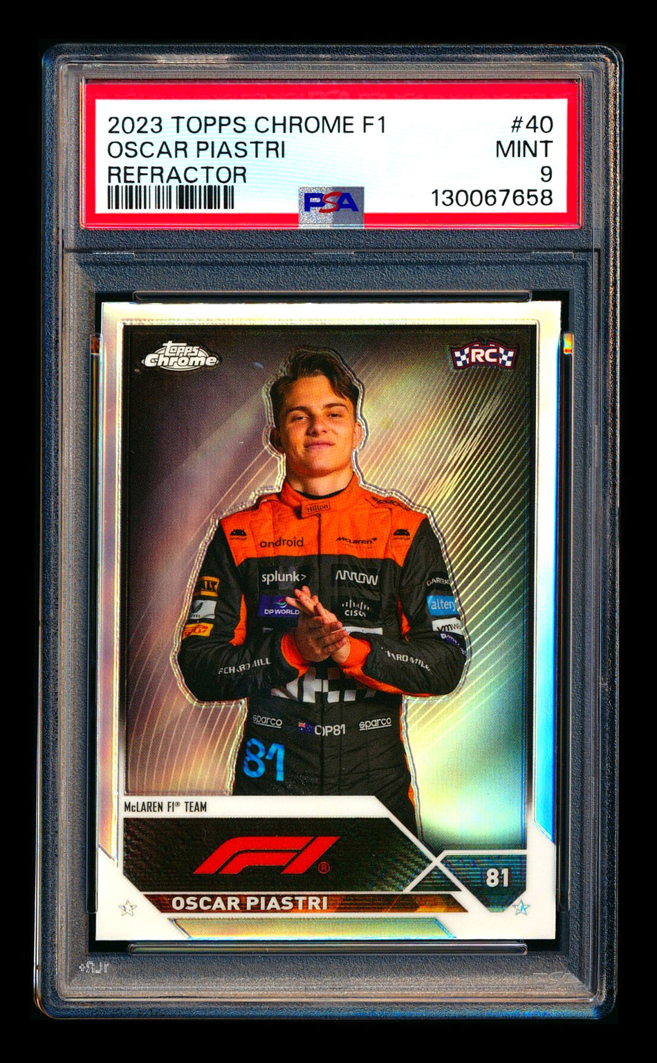 2023 Topps Chrome F1 #40 Oscar Piastri RC Refractor Portrait PSA 9