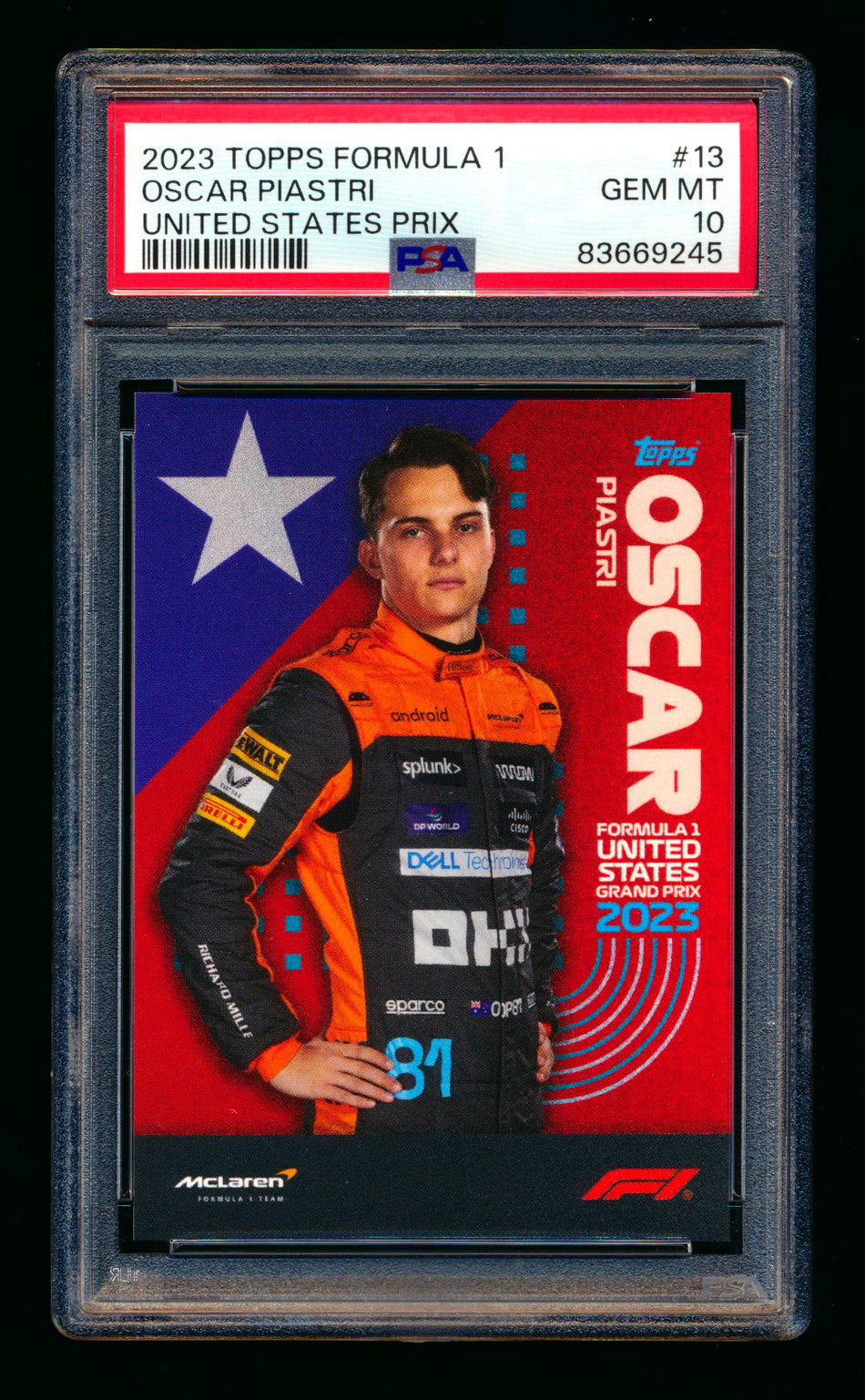 2023 Topps US Grand Prix F1 #13 Oscar Piastri RC PSA 10