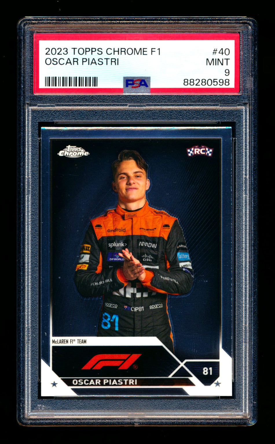 2023 Topps Chrome F1 #40 Oscar Piastri RC Portrait PSA 9 ** (SOLD eBay - $35.00 - 6/9/2025) **