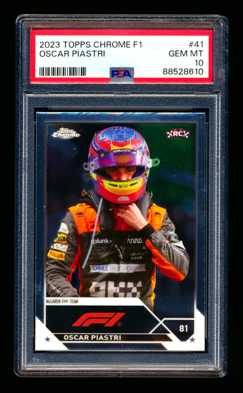 2023 Topps Chrome F1 #41 Oscar Piastri RC PSA 10 ** (SOLD Fanatics Fest - $125.00 - 6/21/2025) **