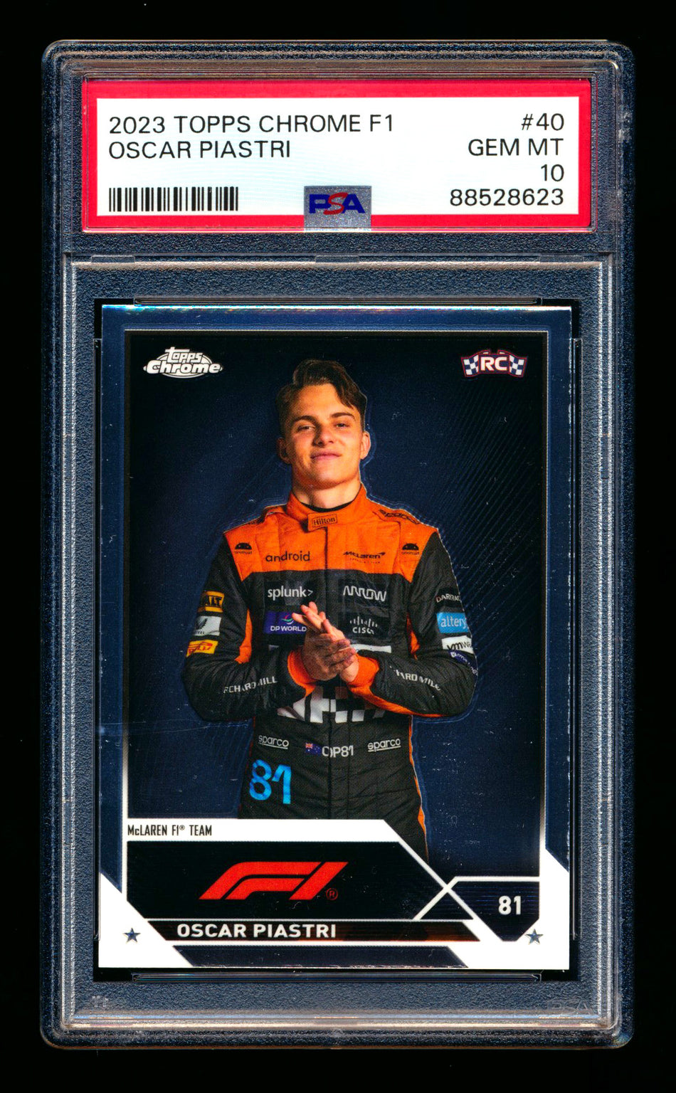 2023 Topps Chrome F1 #40 Oscar Piastri RC Portrait PSA 10 ** (SOLD Fanatics Fest - $129.00 - 6/20/2025) **