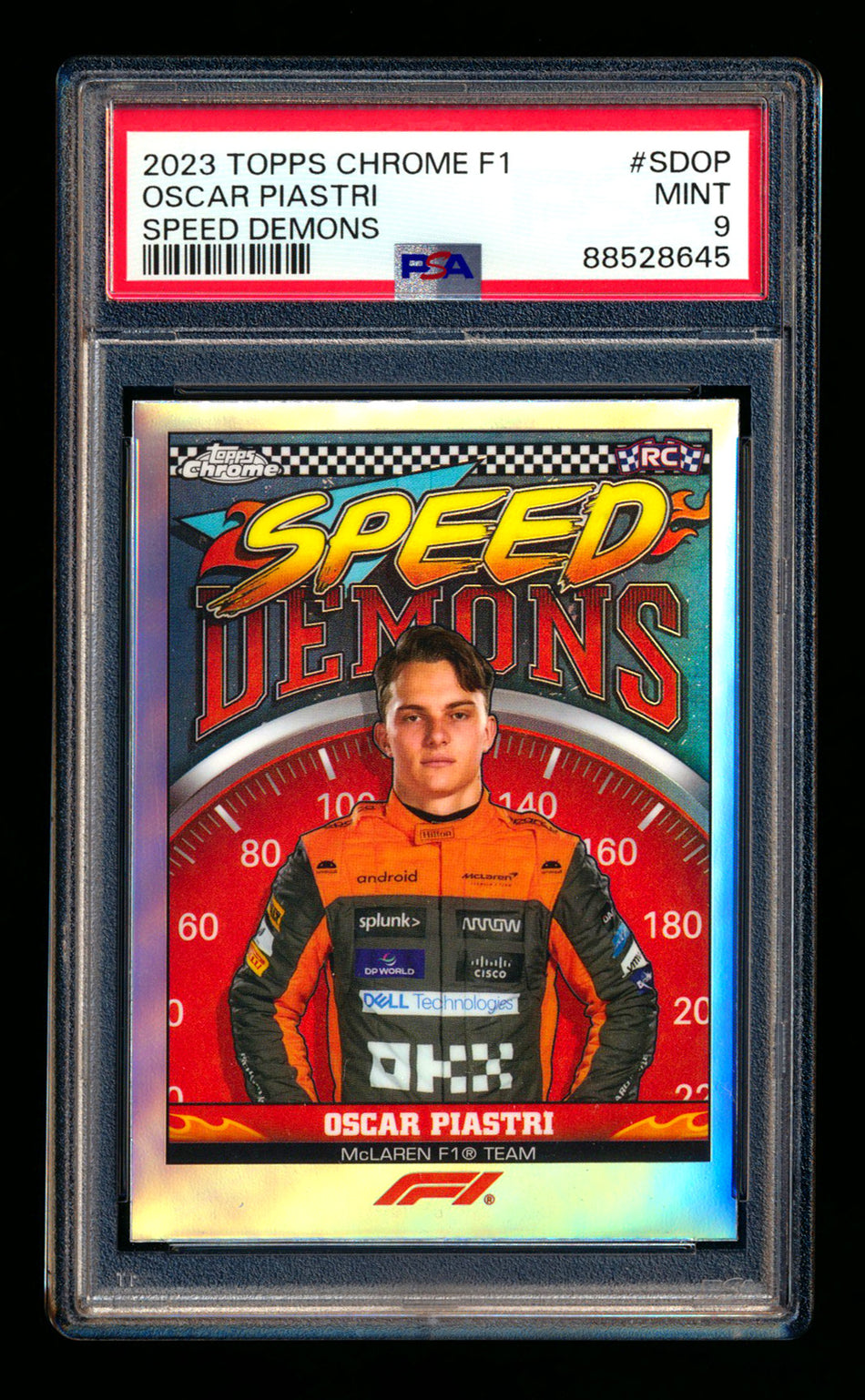 2023 Topps Chrome F1 Speed Demons #SD-OP Oscar Piastri RC Refractor PSA 9 ** (SOLD eBay - $35.00 - 7/1/2025) **