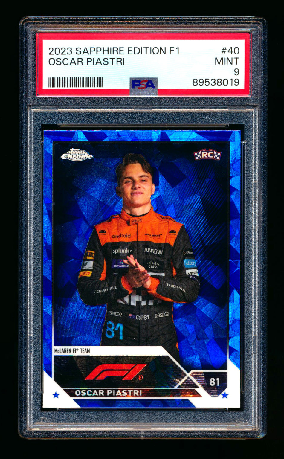2023 Topps Chrome Sapphire F1 #40 Oscar Piastri RC Refractor Portrait PSA 9 ** (SOLD eBay - $79.00 - 7/1/2025) **