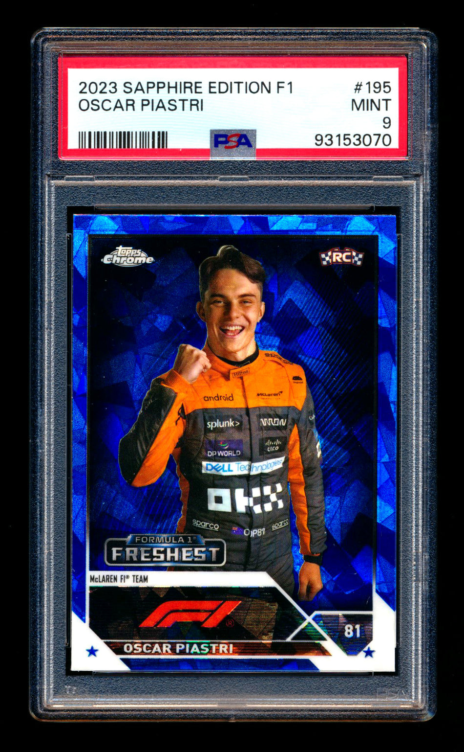 2023 Topps Chrome Sapphire F1 #195 Oscar Piastri RC Refractor PSA 9 ** (SOLD - $12.00 - 12/24/2024) **
