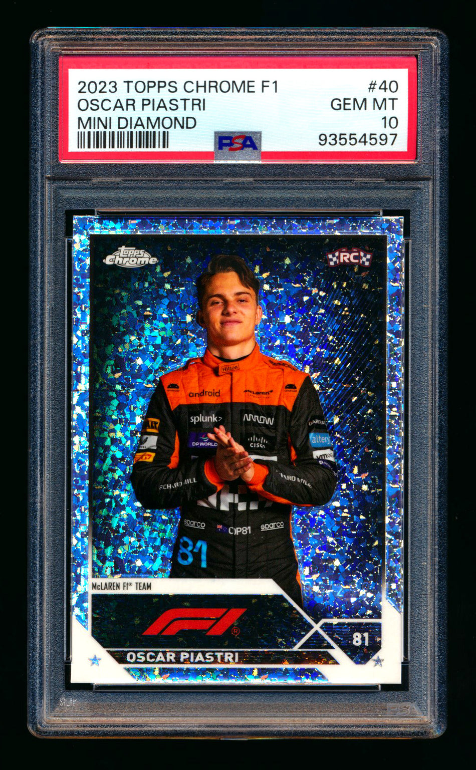 2023 Topps Chrome F1 #40 Oscar Piastri RC Mini Diamond Refractor Portrait #286/299 PSA 10 ** (SOLD eBay - $125.00 - 1/20/2025) **
