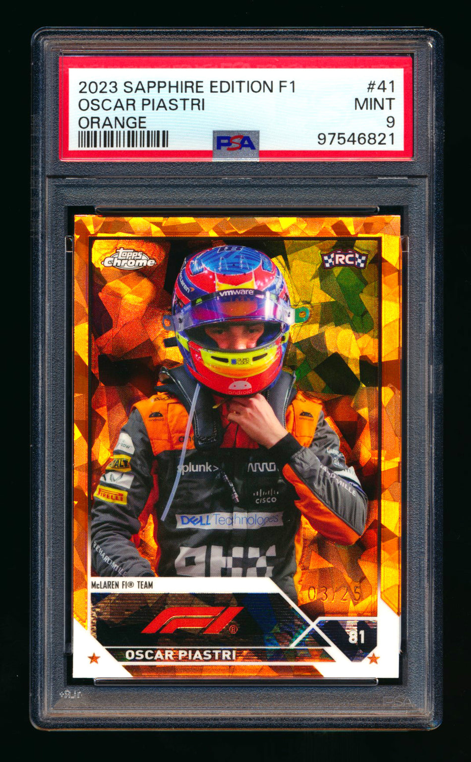 2023 Topps Chrome Sapphire F1 #41 Oscar Piastri RC Orange Refractor #03/25 PSA 9 ** (SOLD - $200.00 - 1/17/2025) **