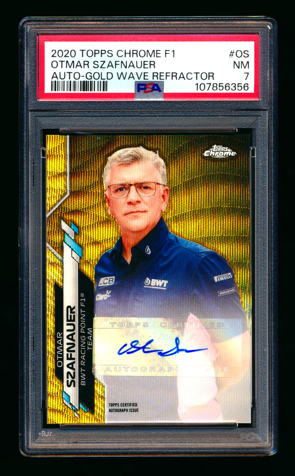 2020 Topps Chrome F1 #F1A-OS Otmar Szafnauer RC Gold Wave Refractor Autograph #49/50 PSA 7 ** (SOLD - $79.00 - 11/1/2025) **