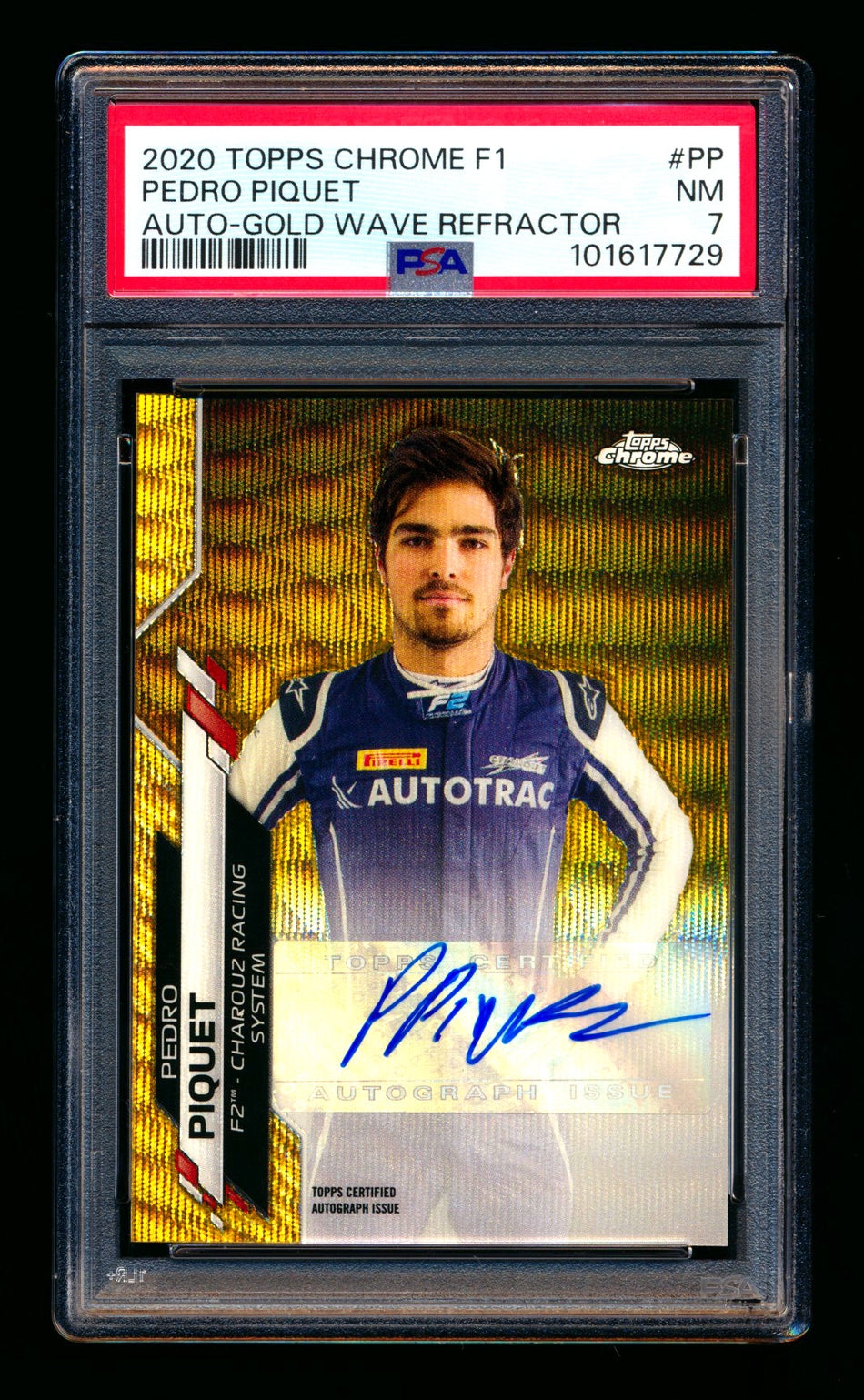 2020 Topps Chrome F1 #F1A-PP Pedro Piquet RC Gold Wave Refractor Autograph #44/50 PSA 7 ** (SOLD - $49.00 - 11/1/2025) **