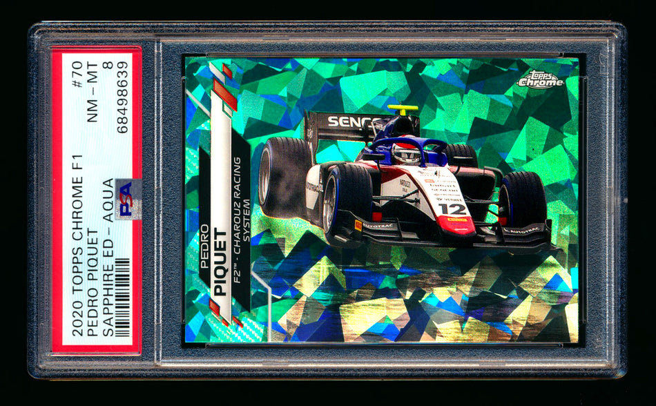 2020 Topps Chrome Sapphire F1 #70 Pedro Piquet RC Aqua Refractor #54/99 PSA 8