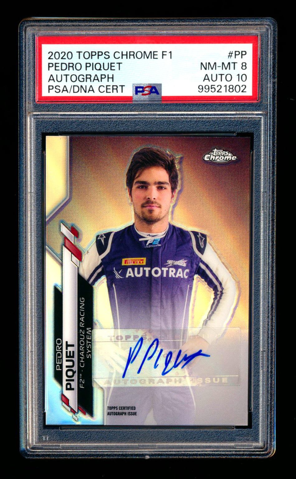 2020 Topps Chrome F1 #F1A-PP Pedro Piquet RC Refractor Autograph #238/369 PSA 8 DNA 10