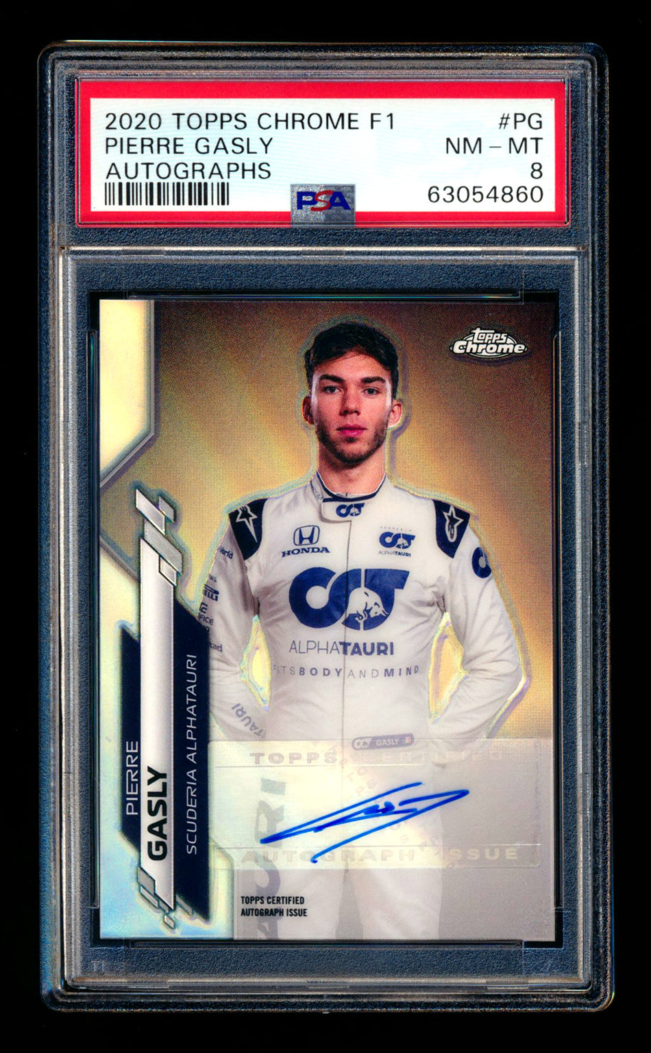 2020 Topps Chrome F1 #F1A-PG Pierre Gasly RC Refractor Autograph #81/99 PSA 8