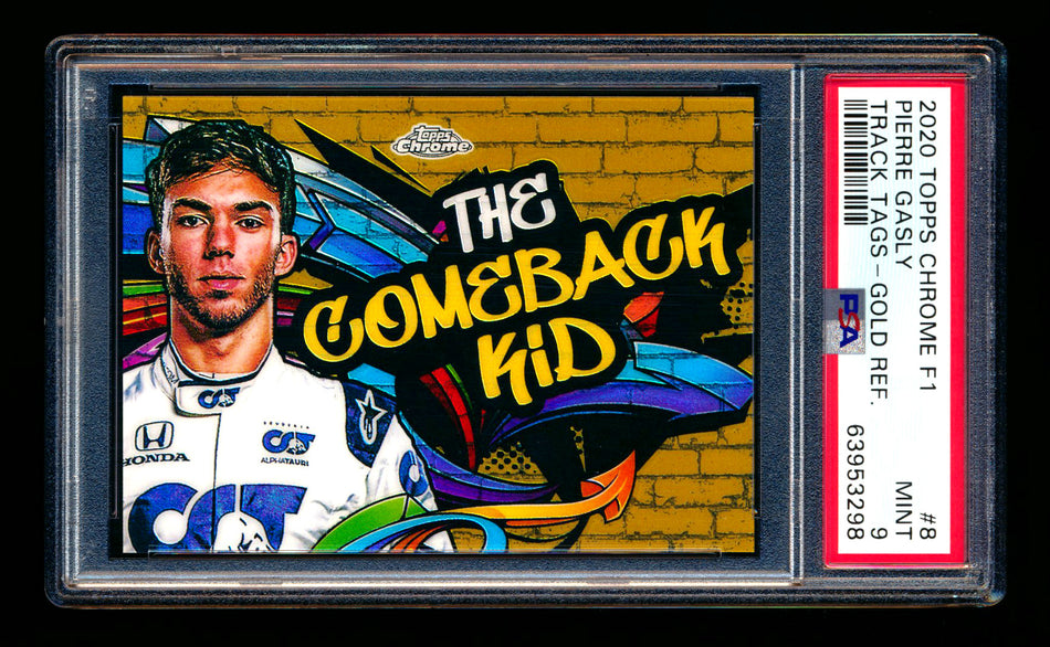 2020 Topps Chrome F1 Track Tags #TT-8 Pierre "The Comeback Kid" Gasly RC Gold Refractor #29/50 PSA 9 ** (SOLD - $450.00 - 4/15/2025) **