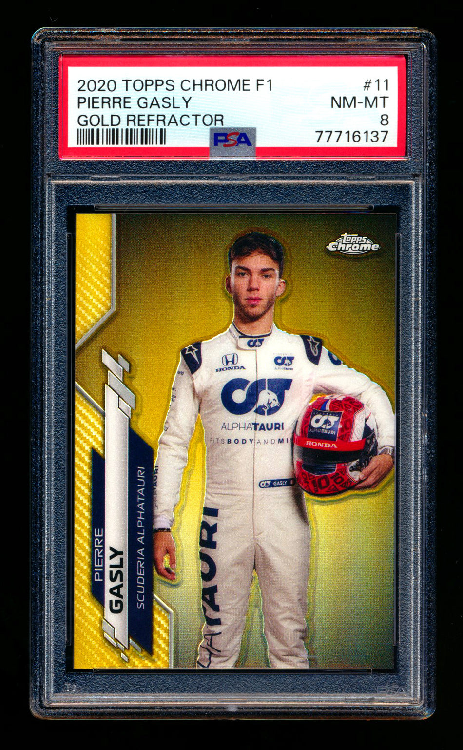 2020 Topps Chrome F1 #11 Pierre Gasly RC Gold Refractor Portrait #43/50 PSA 8 ** (SOLD - $149.00 - 10/31/2024) **