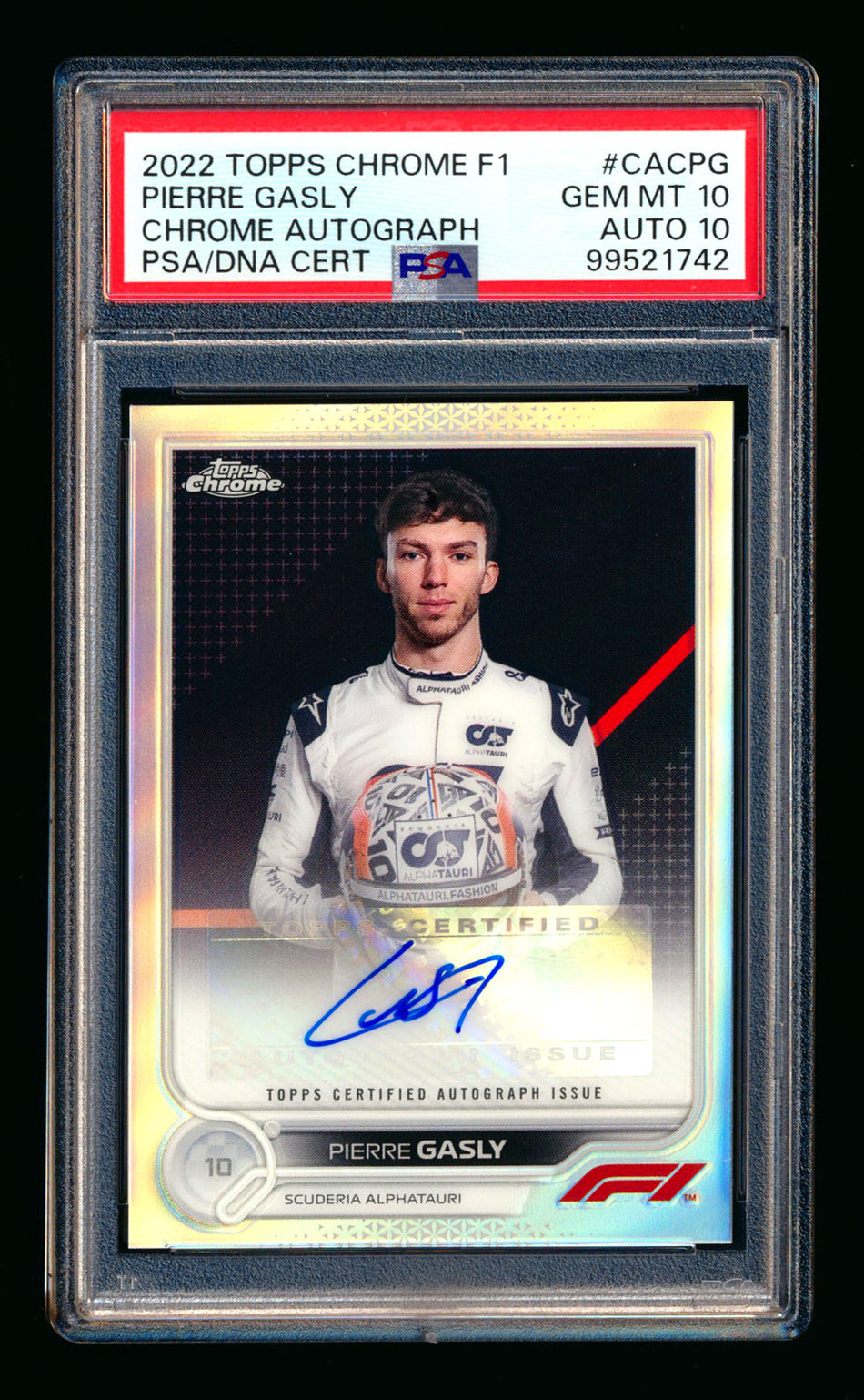 2022 Topps Chrome F1 #CAC-PG Pierre Gasly Refractor Autograph PSA 10 DNA 10 ** (SOLD - $179.00 - 1/18/2025) **