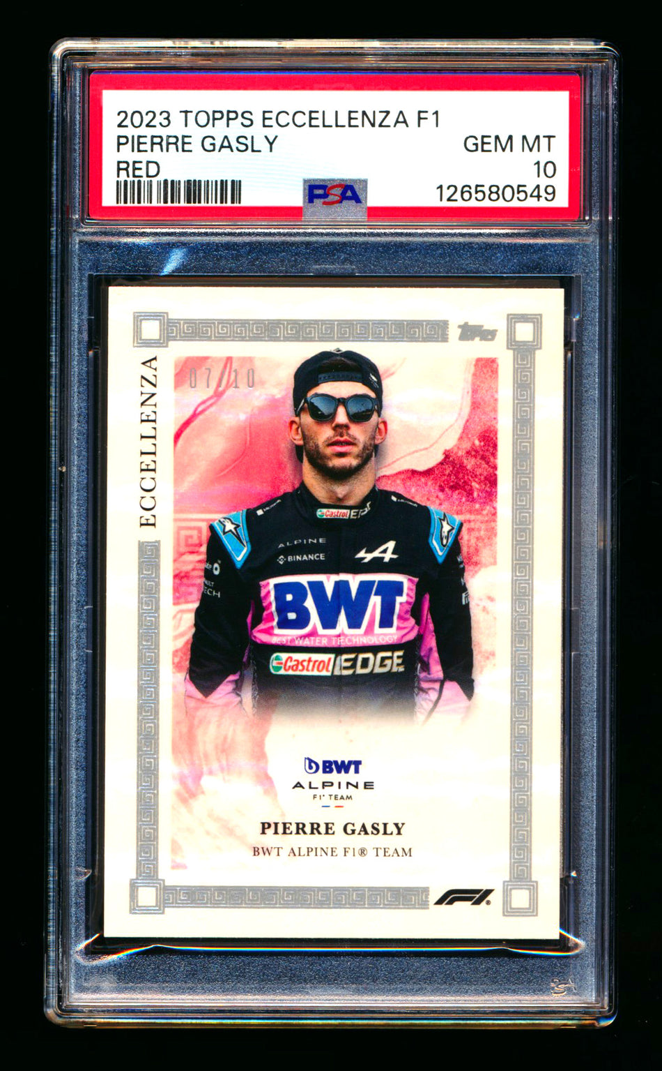 2023 Topps Eccellenza F1 Pierre Gasly Red Parallel #07/10 PSA 10 ** (SOLD - $251.10 - 5/6/2026) **