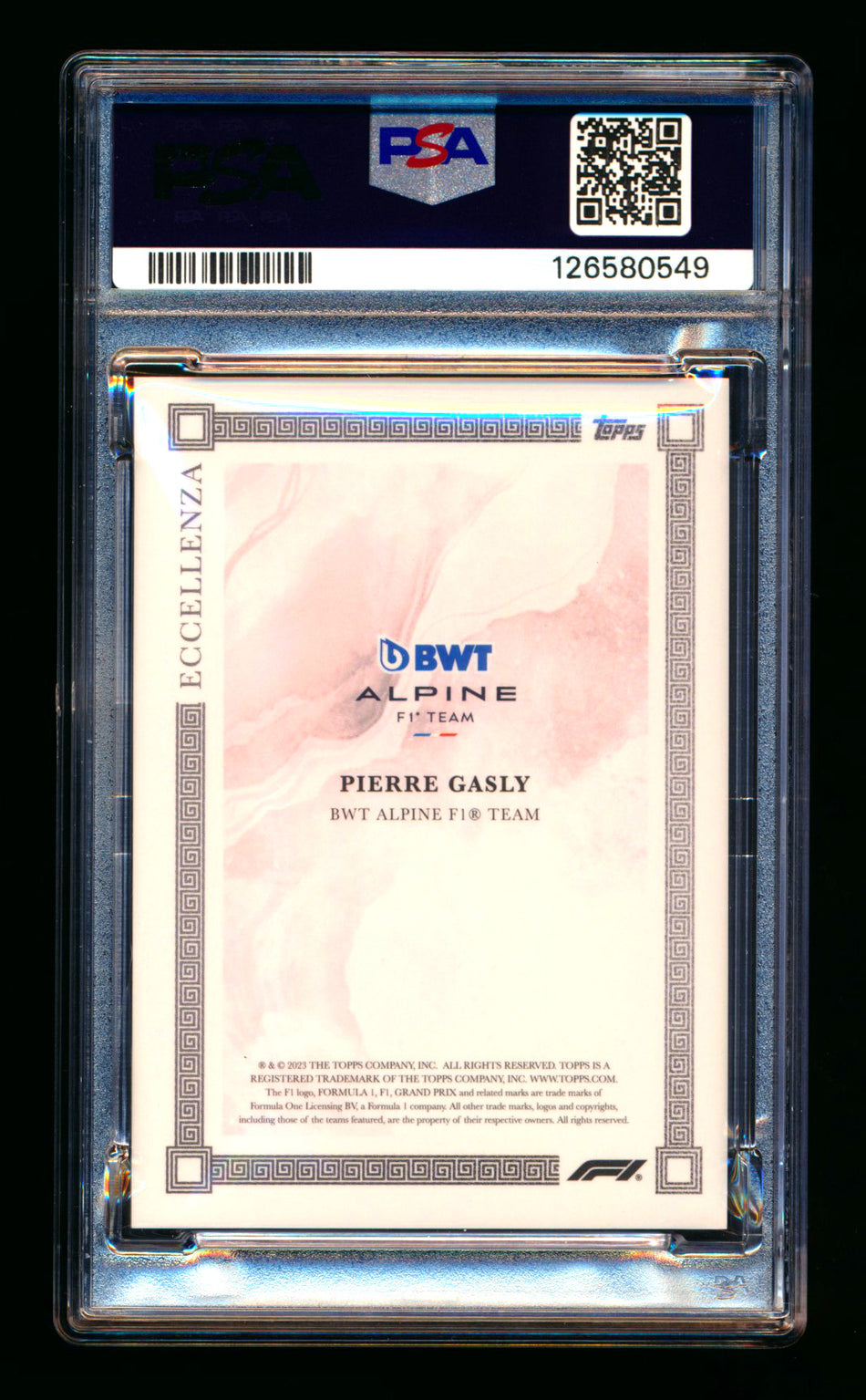 2023 Topps Eccellenza F1 Pierre Gasly Red Parallel #07/10 PSA 10 ** (SOLD - $251.10 - 5/6/2026) **