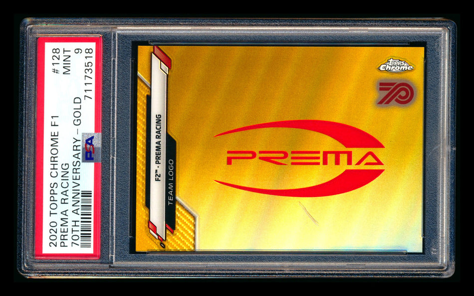 2020 Topps Chrome F1 #128 Prema Racing Team Logo RC 70th Anniversary Gold Refractor PSA 9