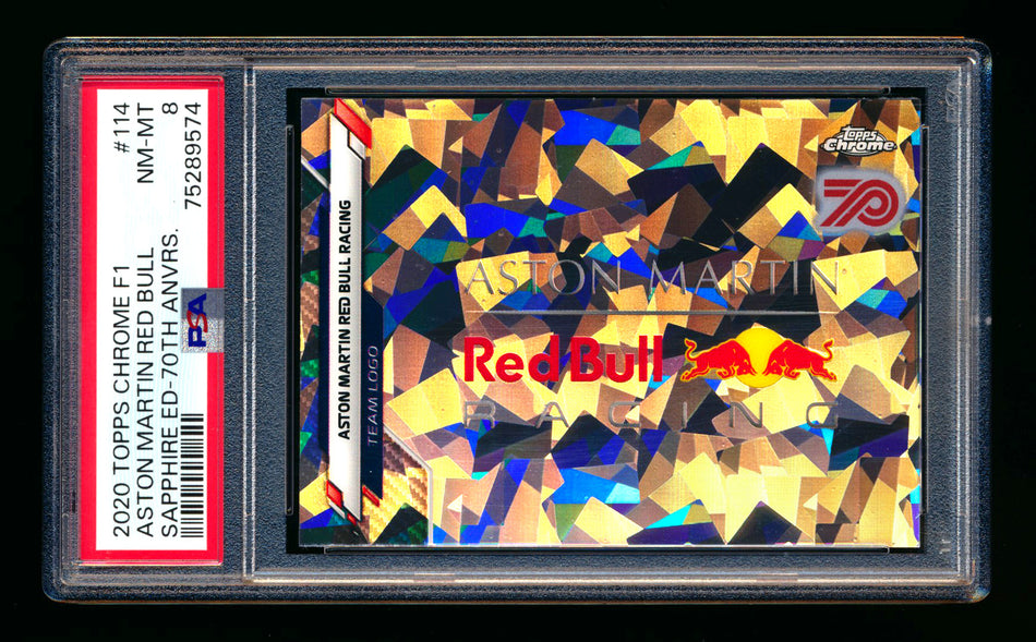 2020 Topps Chrome Sapphire F1 #114 Aston Martin Red Bull Team Logo RC 70th Silver Refractor #05/70 PSA 8 ** (SOLD - $279.00 - 3/12/2025) **