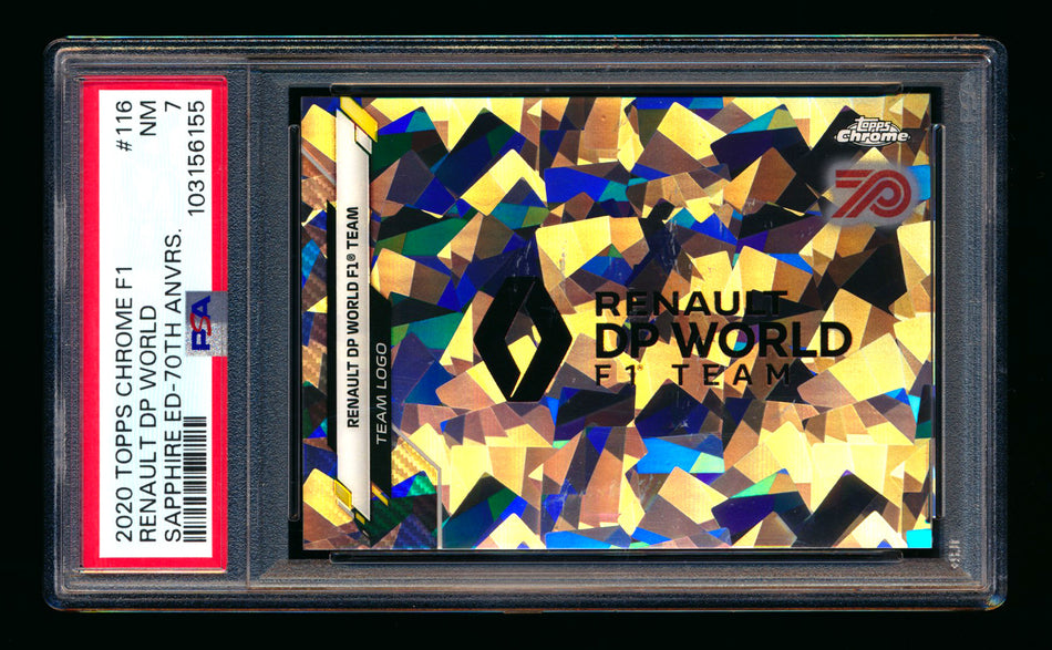 2020 Topps Chrome Sapphire F1 #116 Renault DP World Team Logo RC 70th Silver Refractor #45/70 PSA 7 ** (SOLD Nationals - $35.00 - 8/1/2025) **