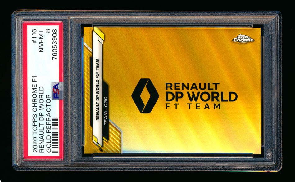 2020 Topps Chrome F1 #116 Renault DP World Team Logo RC Gold Refractor #14/50 PSA 8 ** (SOLD - $150.00 - 5/5/2026) **