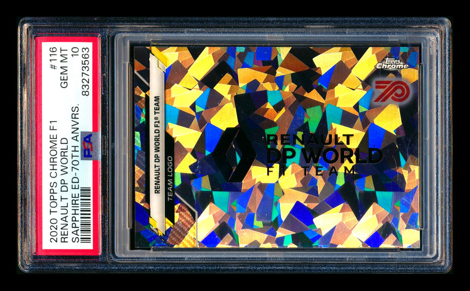 2020 Topps Chrome Sapphire F1 #116 Renault DP World Team Logo RC 70th Silver Refractor #24/70 PSA 10