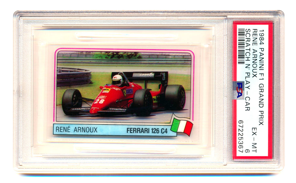1984 Panini F1 Grand Prix Rene Arnoux Scratch N' Play Car PSA 6
