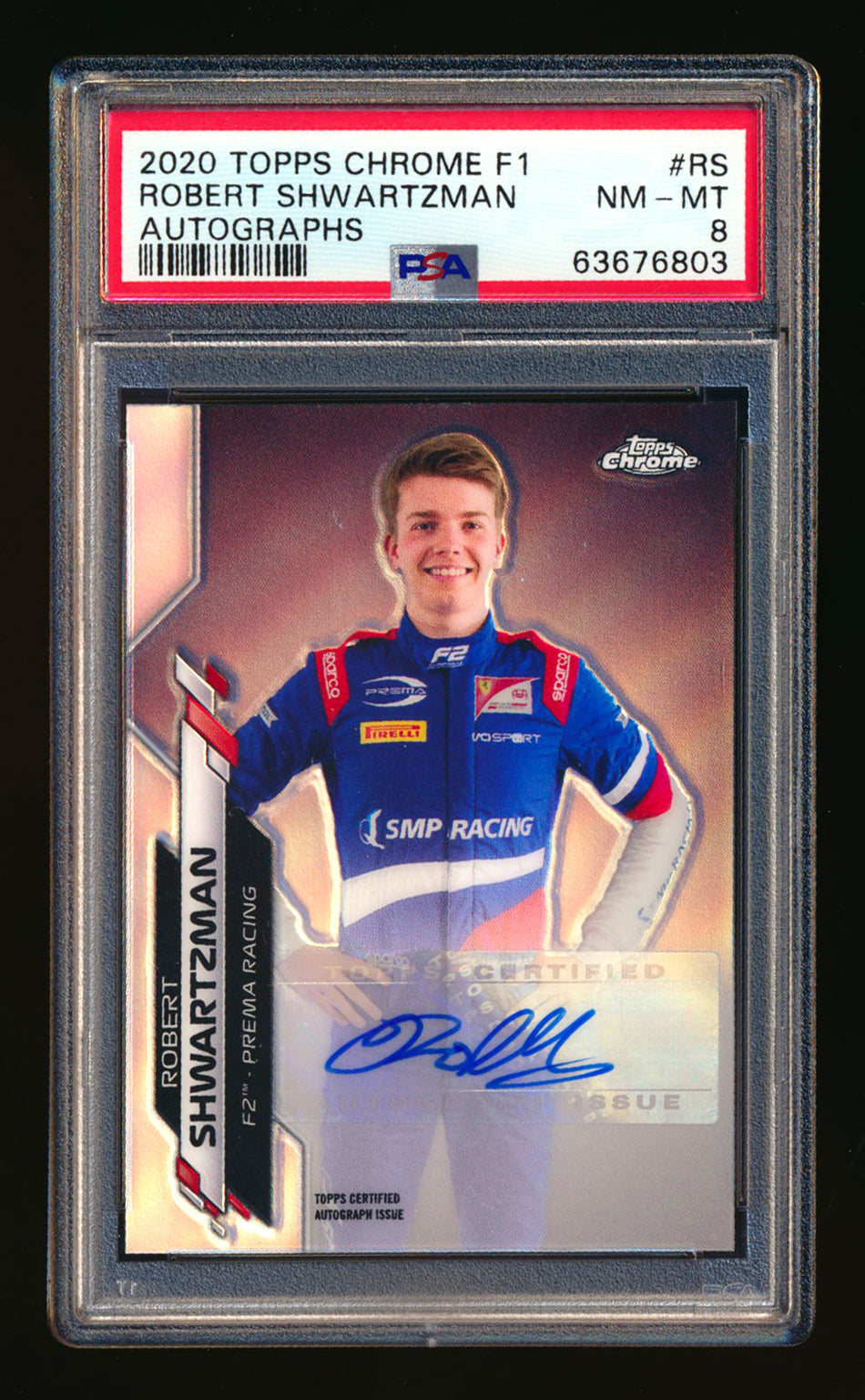 2020 Topps Chrome F1 #F1A-RS Robert Shwartzman RC Refractor Autograph #212/375 PSA 8 ** (SOLD - $39.00 - 11/2/2024) **
