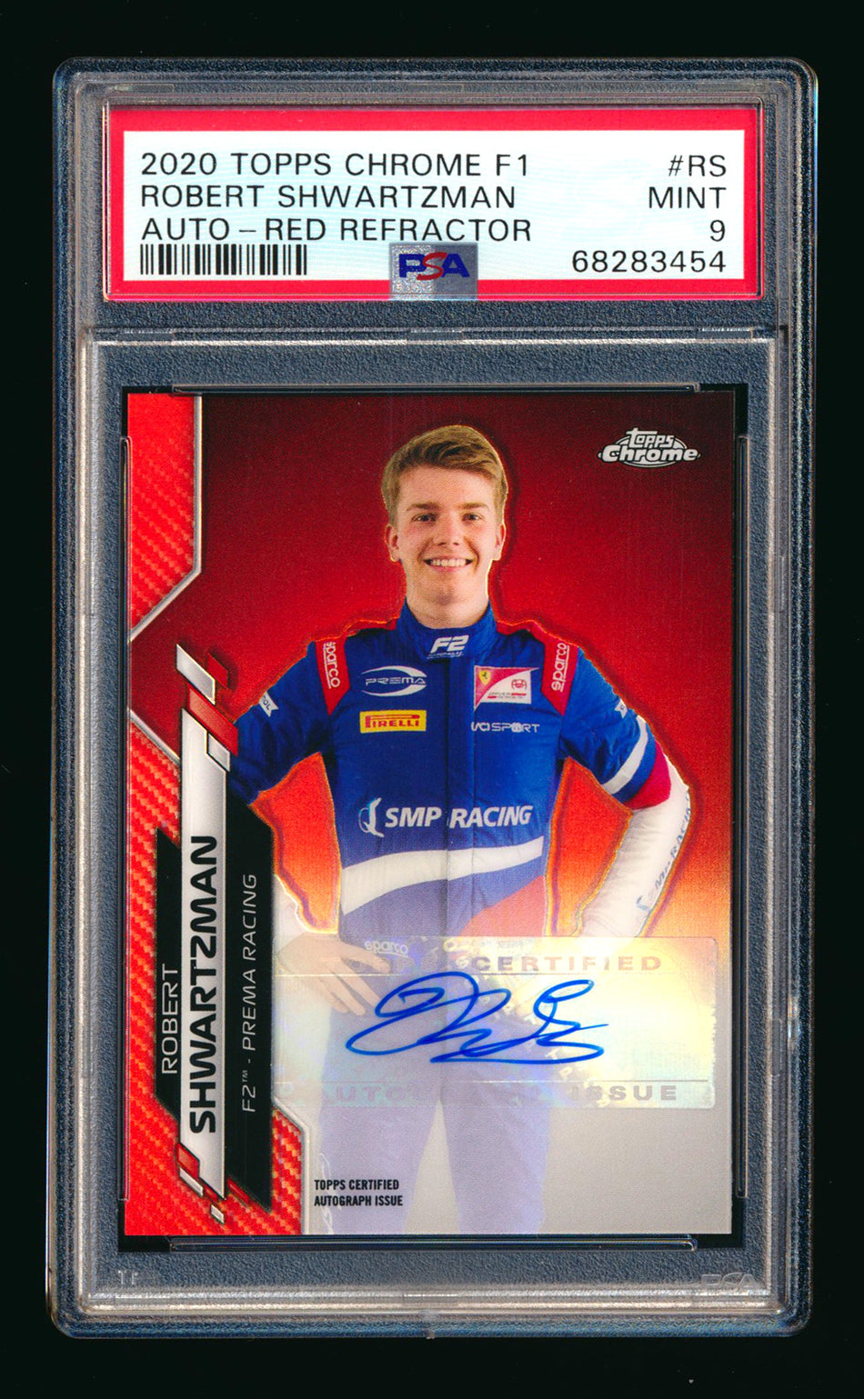 2020 Topps Chrome F1 #F1A-RS Robert Shwartzman RC Red Refractor Autograph #1/5 PSA 9 (First #!)