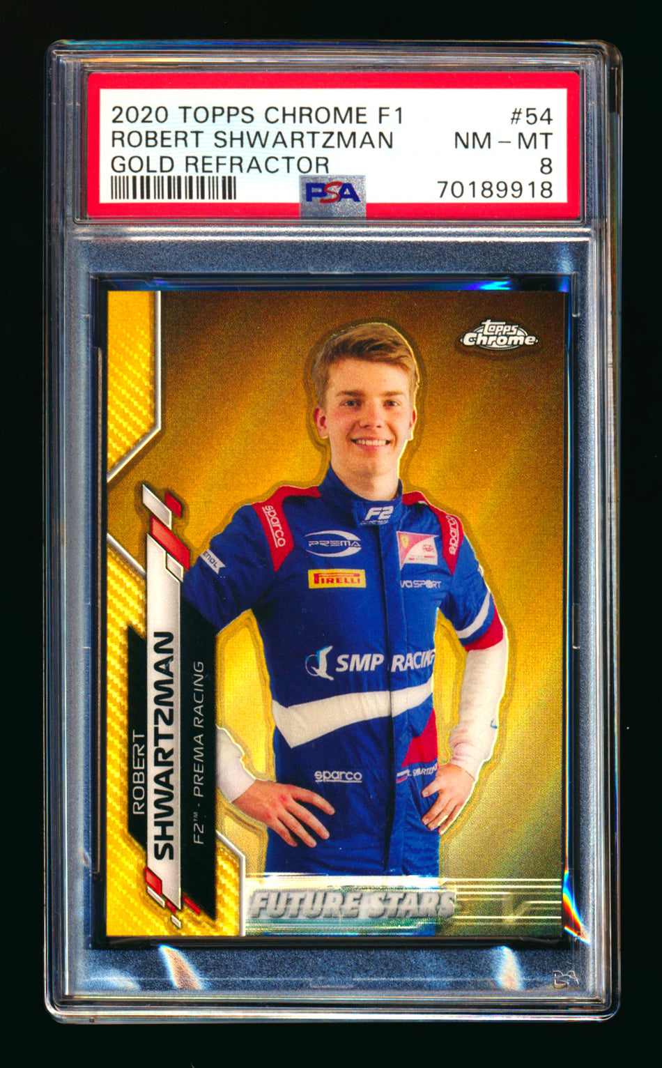 2020 Topps Chrome F1 #54 Robert Shwartzman RC Gold Refractor #19/50 PSA 8