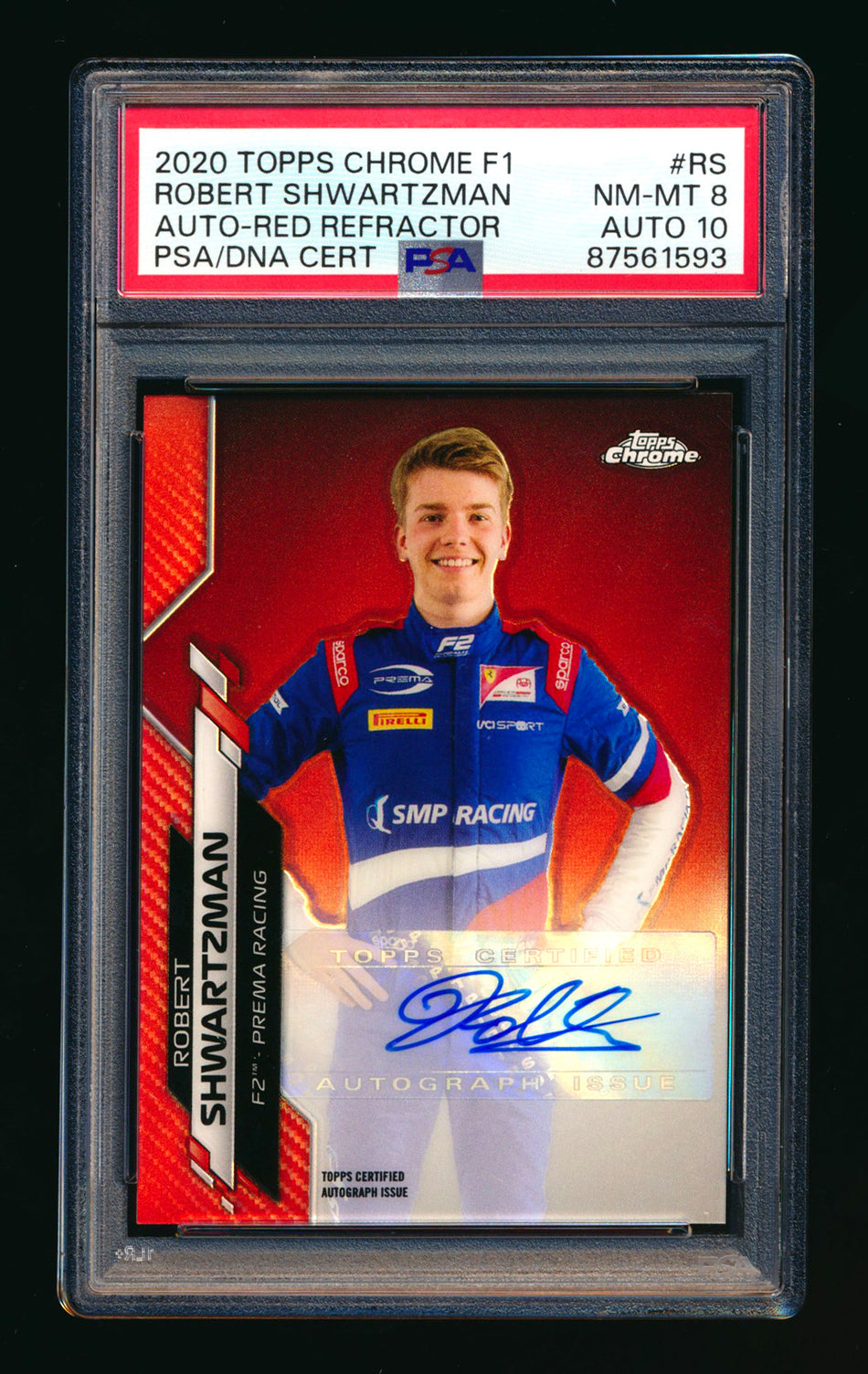 2020 Topps Chrome F1 #F1A-RS Robert Shwartzman RC Red Refractor Autograph #5/5 PSA 8 Auto 10 (Last #!)
