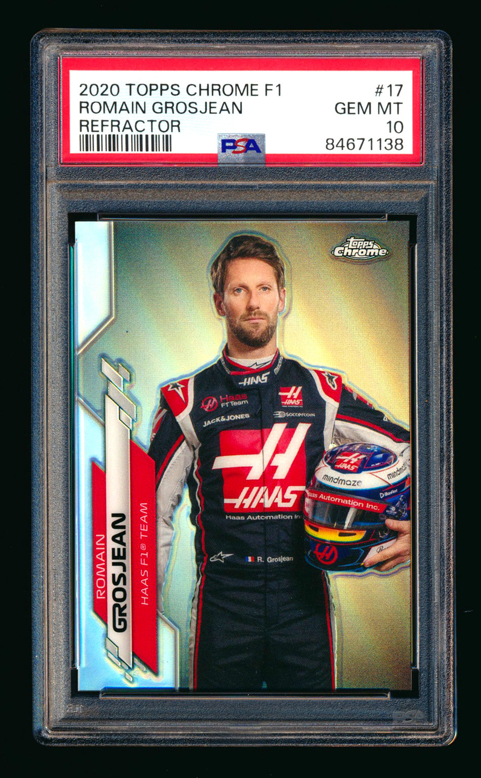 2020 Topps Chrome F1 #17 Romain Grosjean RC Refractor Portrait PSA 10