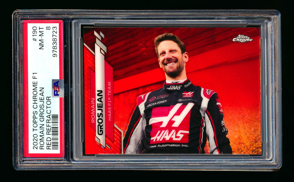 2020 Topps Chrome F1 #190 Romain Grosjean RC Red Refractor #2/5 PSA 8 (Ultimate Wishlist - Wish Granted!) ** (SOLD - $375.00 - 11/29/2024) **