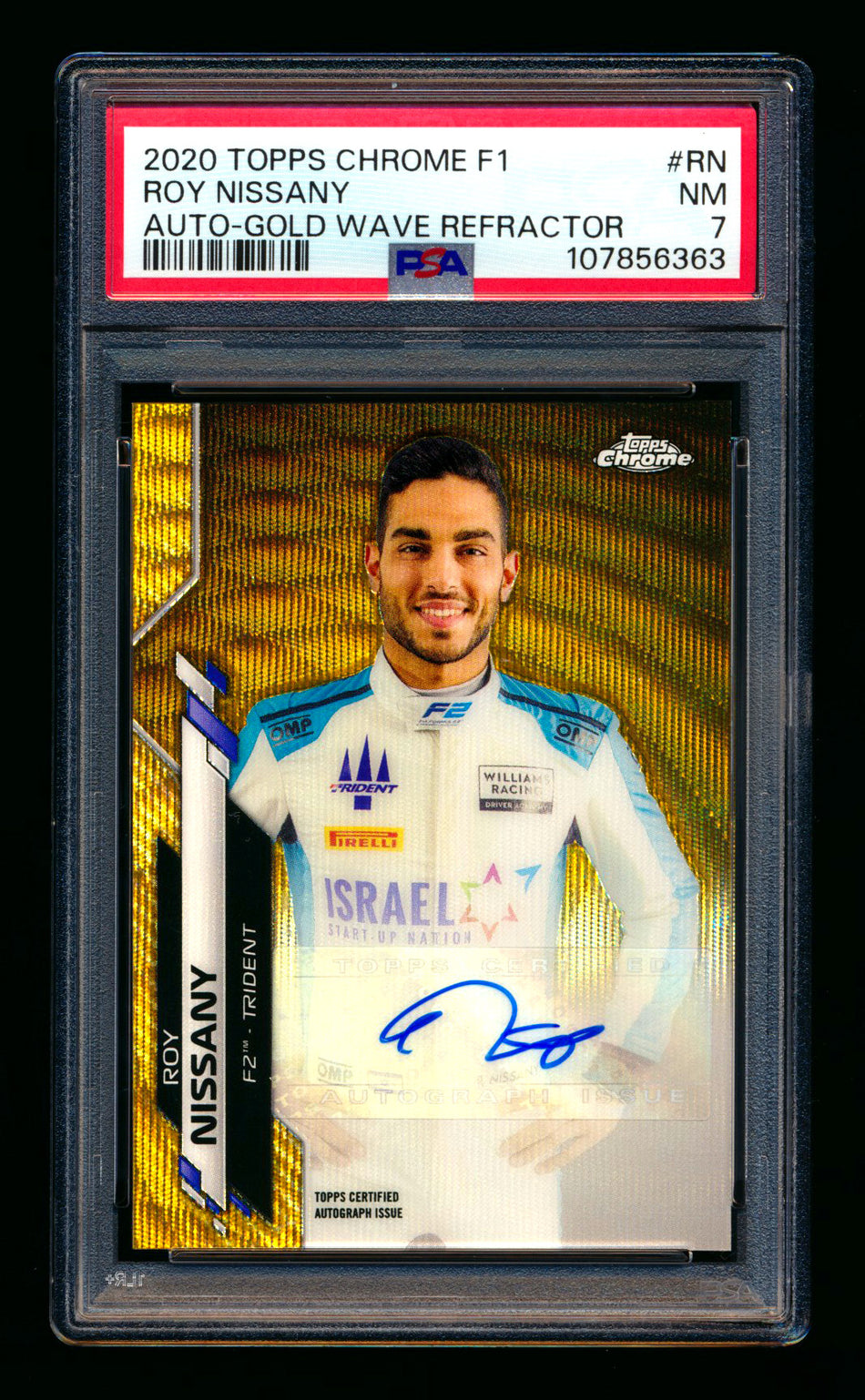 2020 Topps Chrome F1 #F1A-RN Roy Nissany RC Gold Wave Refractor Autograph #34/50 PSA 7 ** (SOLD - $49.00 - 11/1/2025) **
