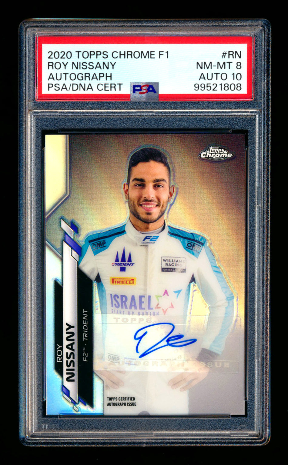 2020 Topps Chrome F1 #F1A-RN Roy Nissany RC Refractor Autograph #033/341 PSA 8 DNA 10