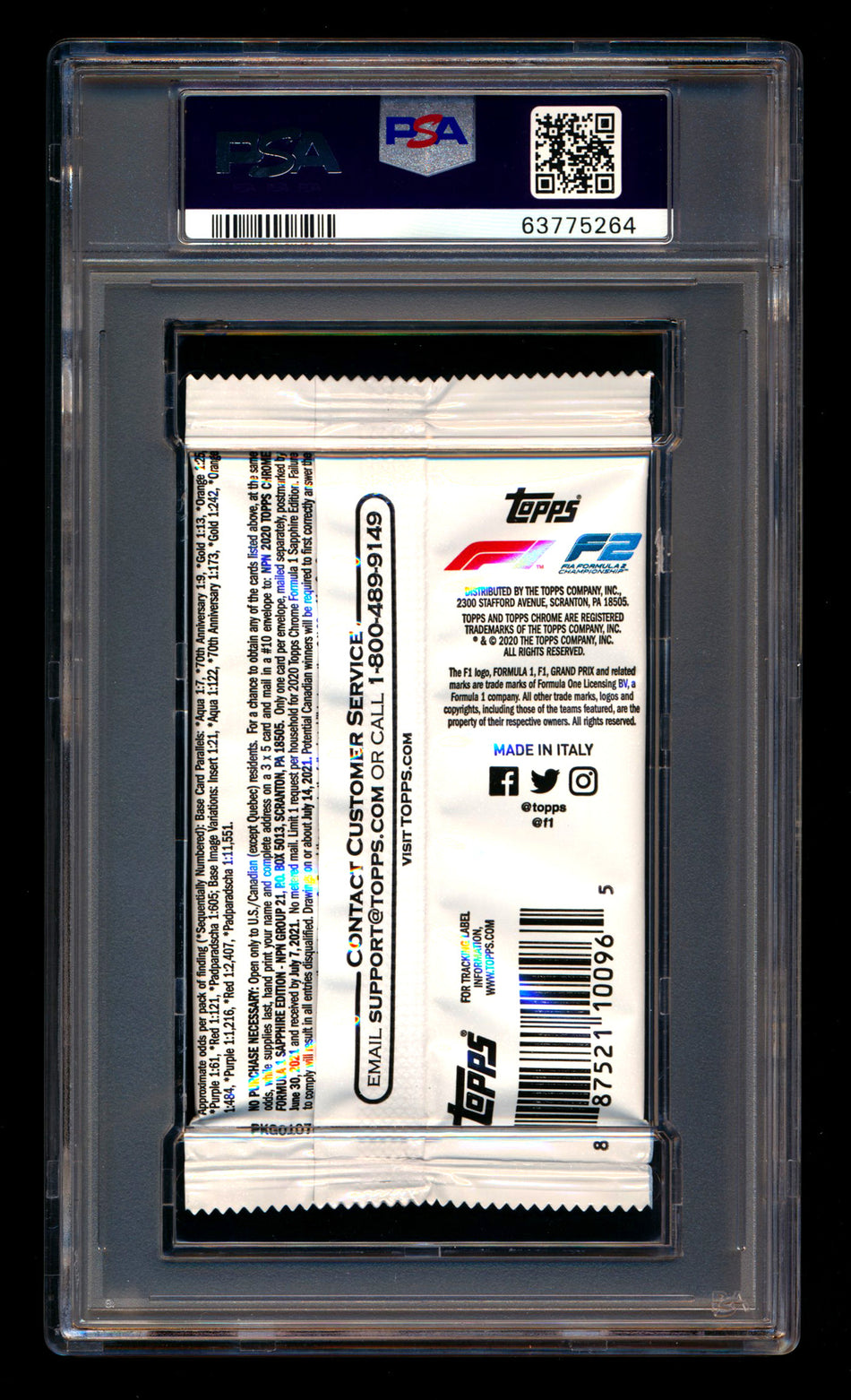 2020 Topps Chrome Sapphire F1 Foil Pack PSA 10 ** (SOLD - $700.00 - 2/28/2025) **