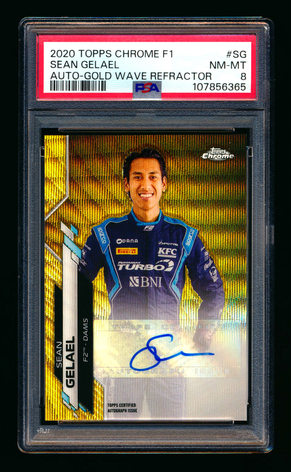 2020 Topps Chrome F1 #F1A-SG Sean Gelael RC Gold Wave Refractor Autograph #36/50 PSA 8 ** (SOLD - $59.00 - 11/1/2025) **
