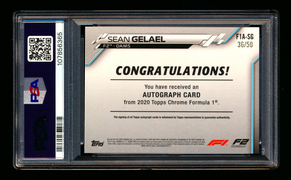 2020 Topps Chrome F1 #F1A-SG Sean Gelael RC Gold Wave Refractor Autograph #36/50 PSA 8 ** (SOLD - $59.00 - 11/1/2025) **