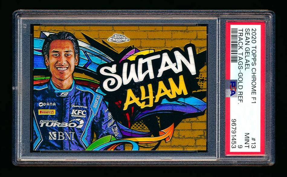 2020 Topps Chrome F1 Track Tags #TT-13 Sean "Sultan Ayam" Gelael RC Gold Refractor #43/50 PSA 9 ** (SOLD - $749.00 - 1/17/2025) **